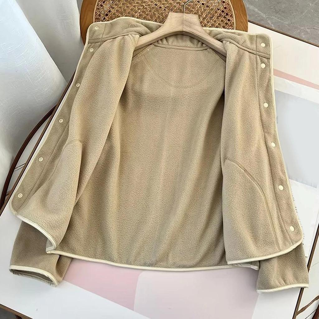 Women's Casual Patchwork Stand-collar Solid-color Long-sleeve Coat