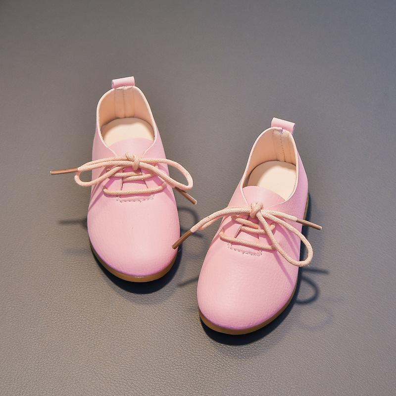 Spring new low-top princess shoes for boys and girls, new British-style lace-up single shoes, black leather shoes for students