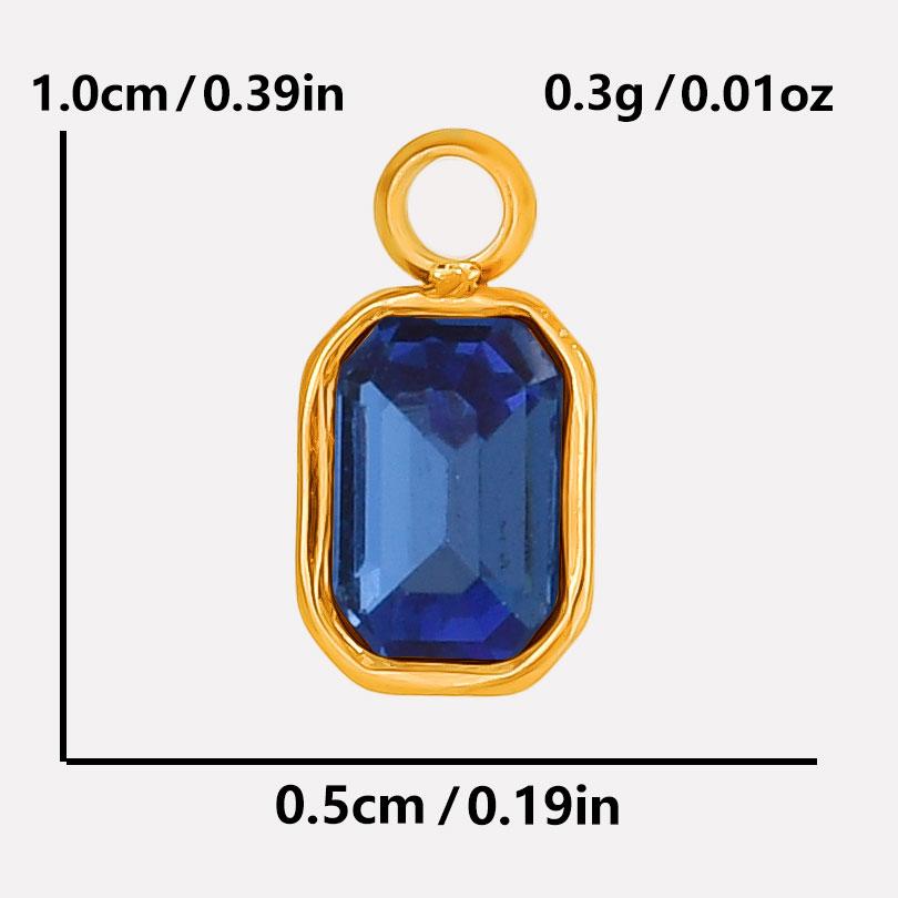 6pcs Different Color Stainless Steel Rectangle Charms For Jewelry Making Supplies Luxury Glass Stone Pendant Charm DIY Earrings