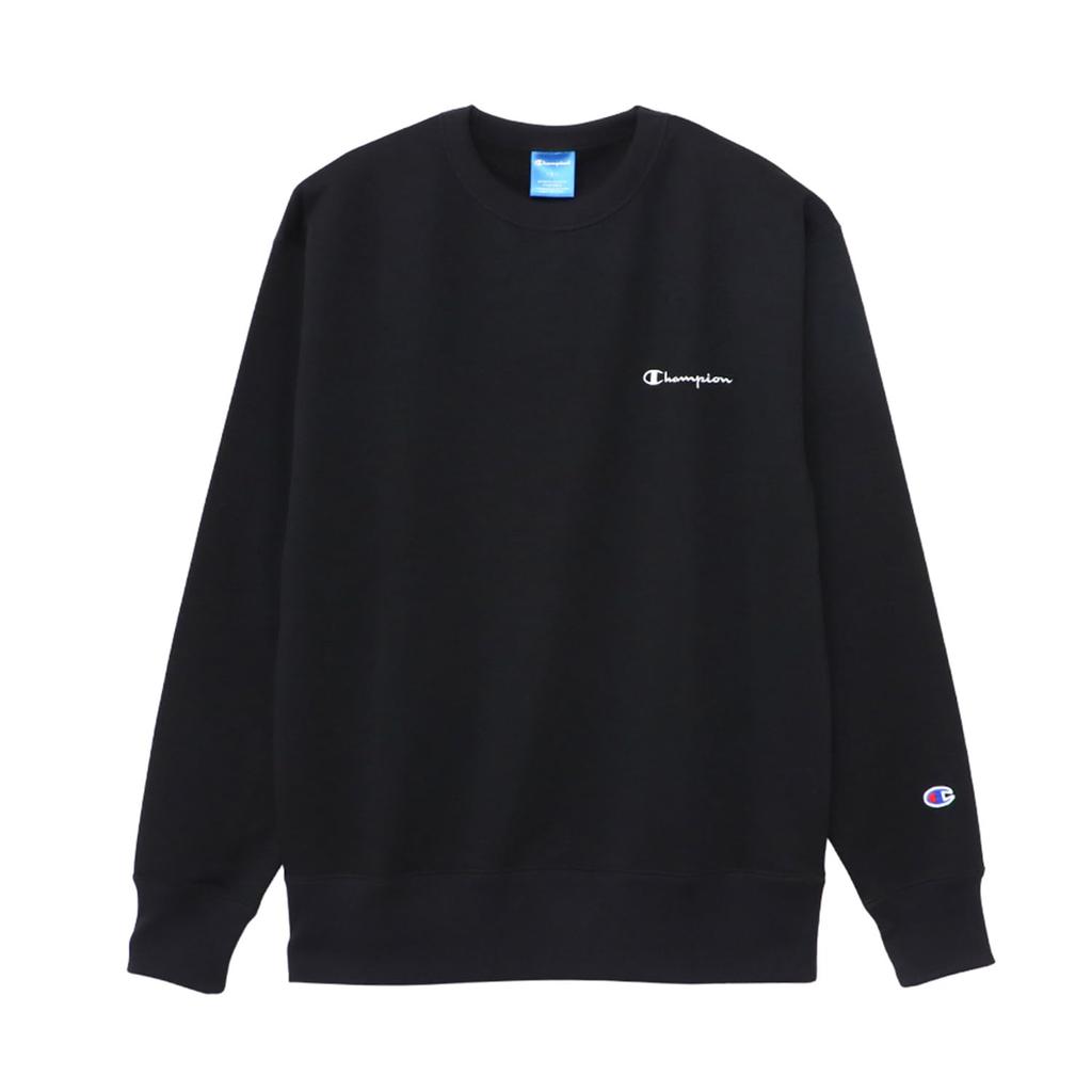 Champion Long Sleeve Fleece Crew Neck Sweatshirt with Embroidered Script Size XL Men's Logo, Black, (C3-YS050Z)