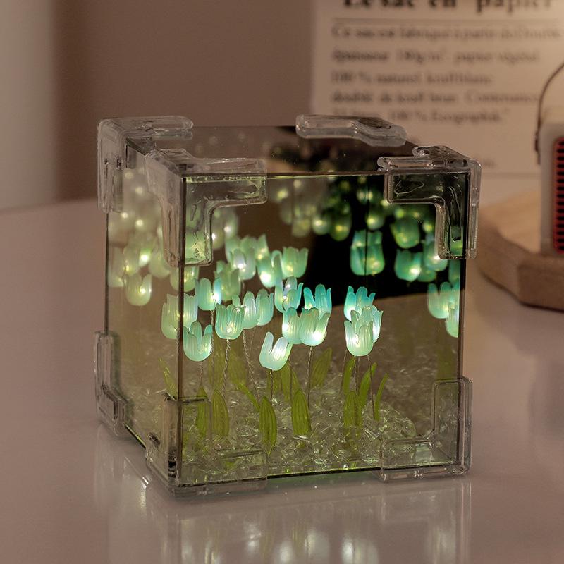 Lampe de Nuit Tulipe Cube Magique DIY Fait Main - Ornement Décoratif pour la Maison & Cadeau de Festival