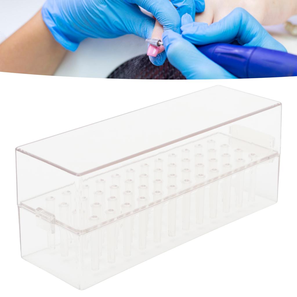 48 Holes Acrylic Nail Dill Bit Holder Organizer Drill Bits Display Storage Box Transparent Nail Bit Container Case