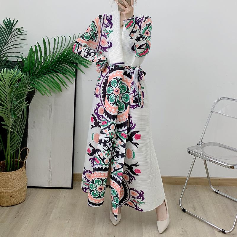 Plus Size White Turkish Print Abaya Cardigan for Women