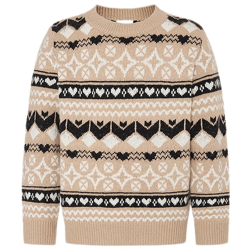 little MO&Co. Kids Merino Wool Fair Isle Knit Sweater 110