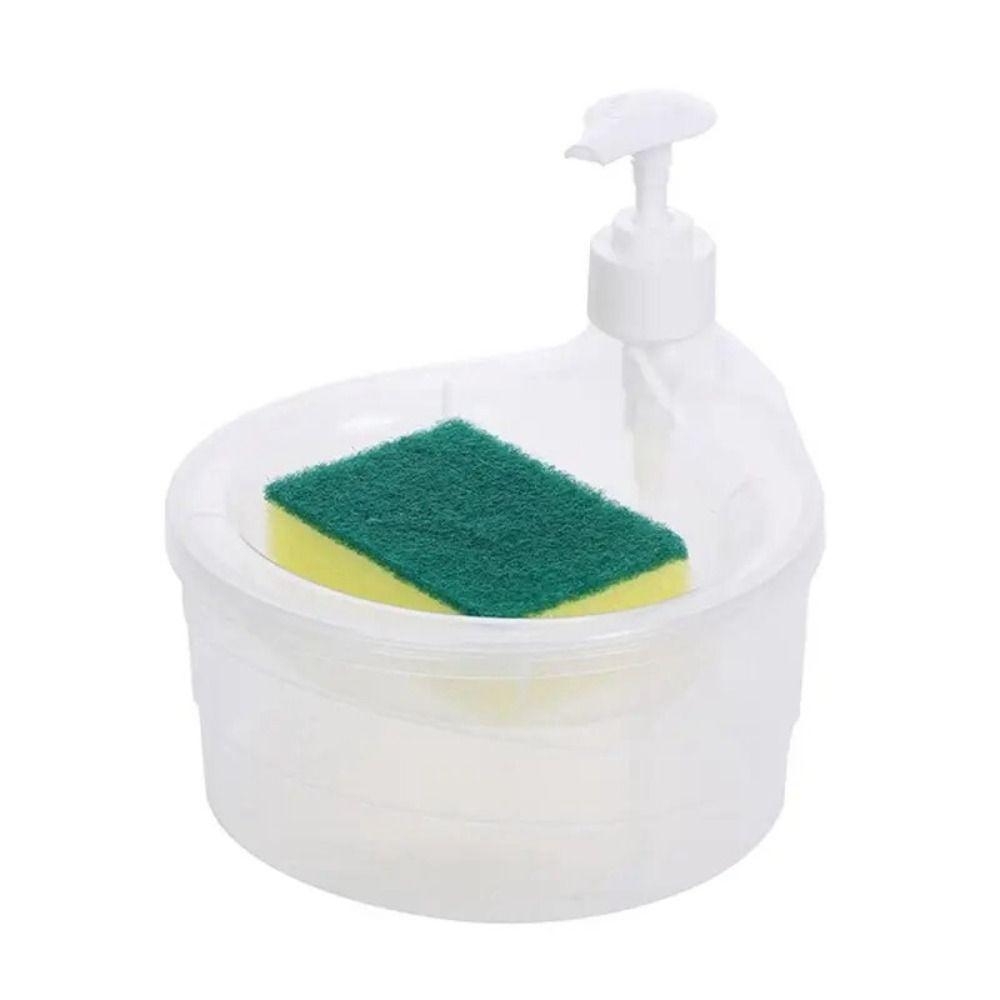 

Plastic Hand Soap Dispensers with Sponge Detergent Automatic Dispenser Dish Bathroom білий