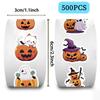 500Pcs/Roll Halloween Pumpkin Cat Ghost Stickers For DIY Journaling Laptop Envelope Scrapbook Home Decal Reward Gift