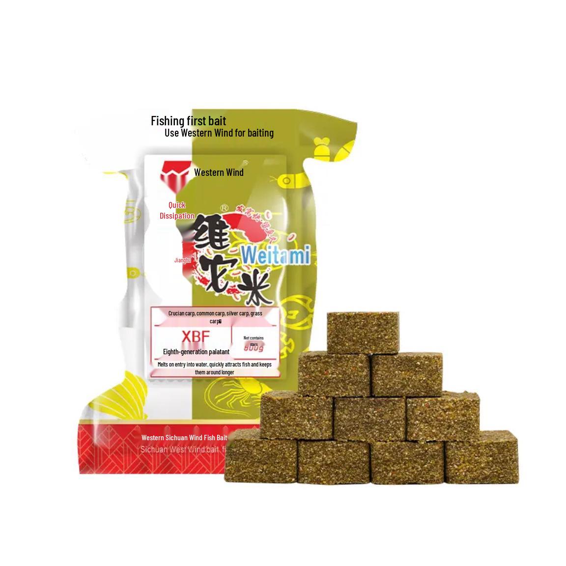 

Прикормка для карася Western Wind Vita-Min быстрорастворимая, кубики с винным рисом для дальнего заброса