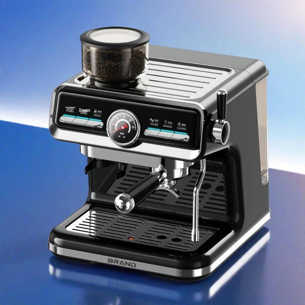 Italian Semi-Automatic Coffee Machine with Pump Pressure for Home Use - Integrated Coffee Bean Grinding and Frothing System