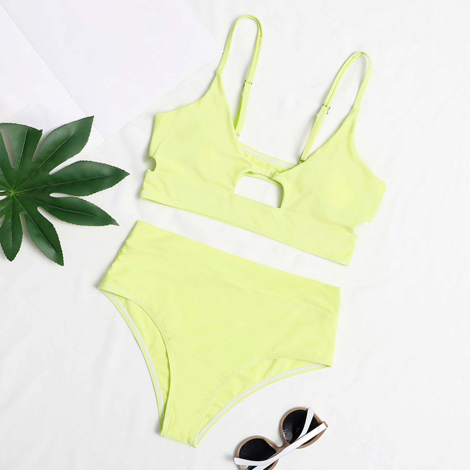 

Женский модный U-образный вырез топ + нижнее белье раздельный купальник бикини S жёлтый