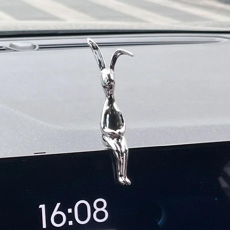 Ornamente decorative pentru iepure de mașină, plastic ecologic, iepure cu urechi lungi, consolă centrală auto, pandantiv, decorare interioară a mașinii