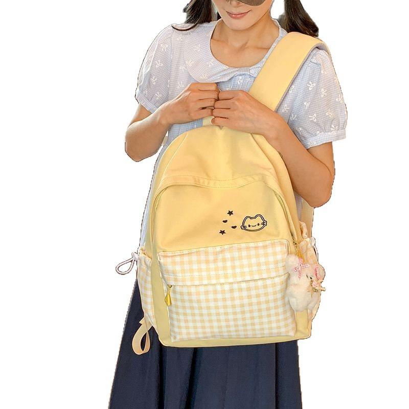 Schoolbag Starwave Light Blue Fudge Plaid Milk Sweet Department Vitality Student Party Backpack Milk Fu Fresh Cure Sweet Sister Small Backpack