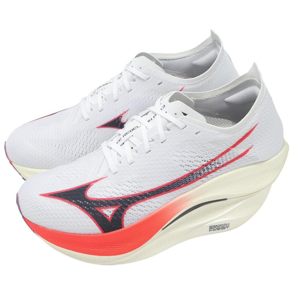 Mizuno Wave Rebellion Pro 3 White Baritone Blue Fiery Coral Men Sneakers U1GD253011