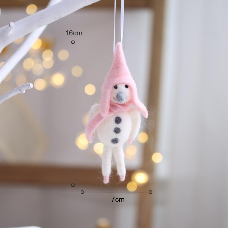 Festive Snowman Christmas Scene Plush Decoration Mini Ornament Holiday Supplies