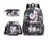 3 Piece School Backpack Set for Students Large Capacity Oxford Cloth Schoolbag with Shoulder Strap and Pencil Case