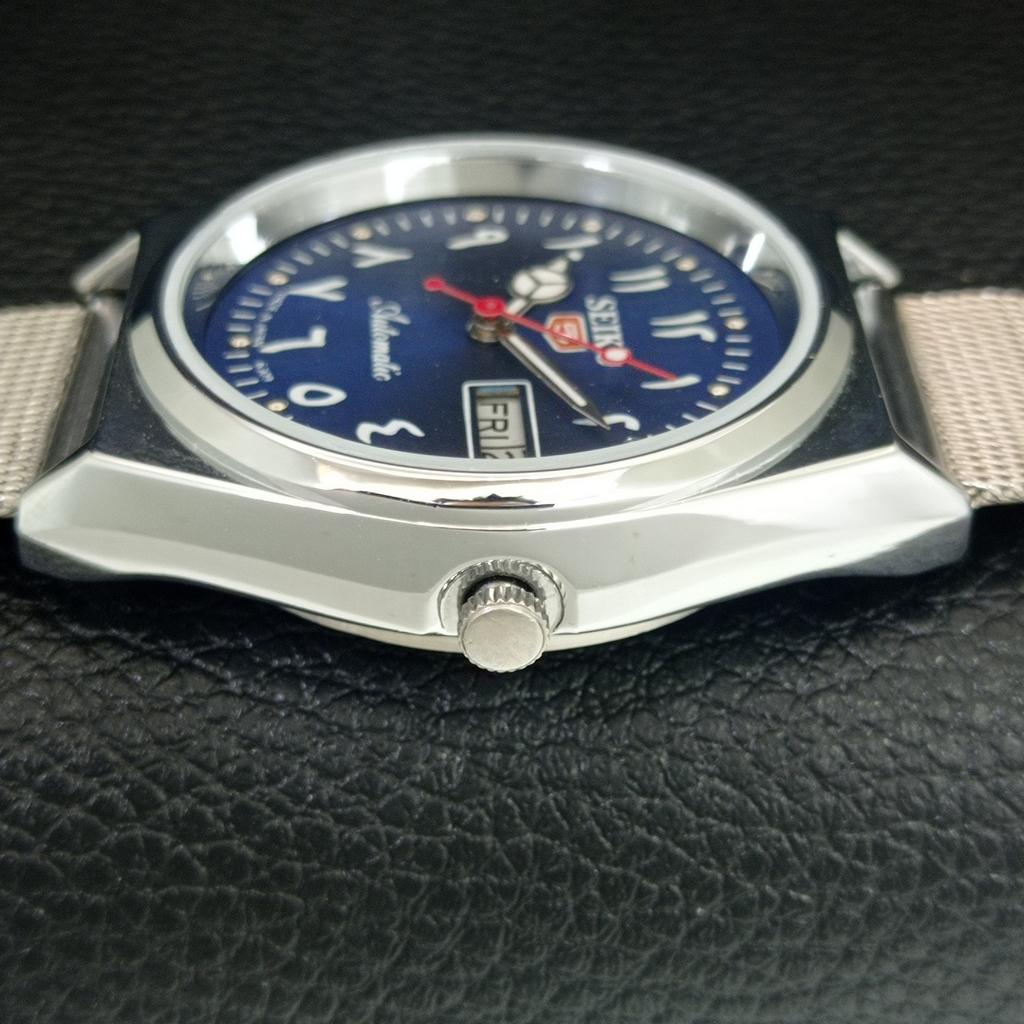 VINTAGE SEIKO 5 AUTOMATIC 6309A REFURBISHED JAPAN MENS BLUE DIAL WATCH a442602-1