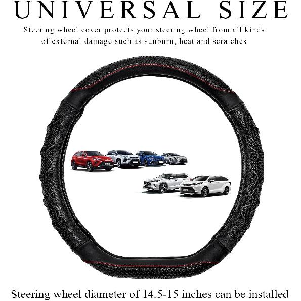 Car Steering Wheel Cover, 15 Inch Anti-Slip Steering Wheel Cover Protector With 3D Honeycomb Design, Universal Steering Wheel Covers For Cars Truck
