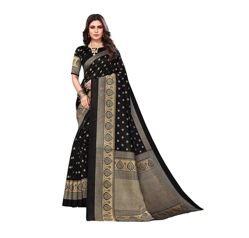 TreegoArt Fashion Women's Art Silk Printed Ethnic Wear Indian Saree With Unstitched Blouse Piece