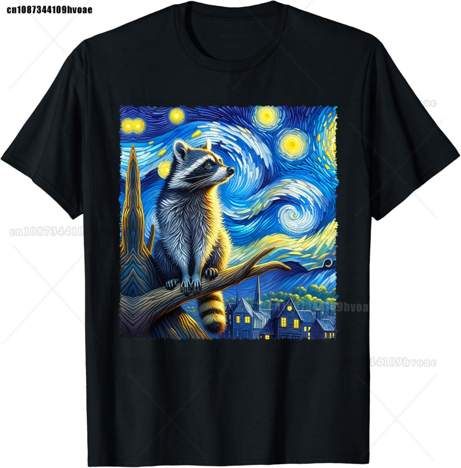 Expressionist Scream Shirt Raccoon Lovers Artistic Raccoon TShirt Mens Casual Street Style Stretch Round Neck Tee Shirt Summer S