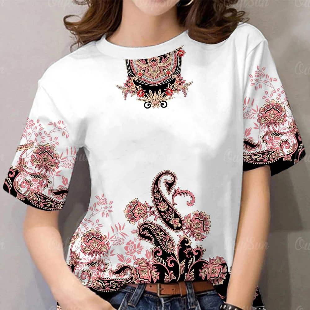 

Women s Barong T-Shirt - Floral Print Fashion Top 6XL