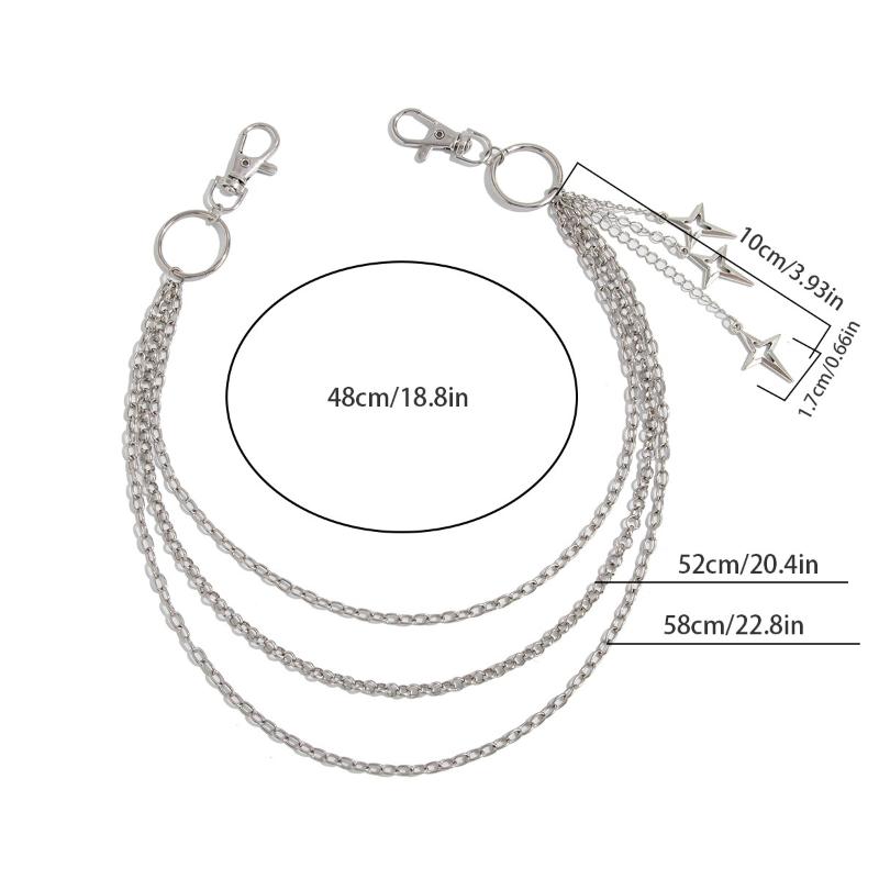 Punk Mehrschichtig Metall Stern Kreuz Anhänger Hosenkette Hip Hop Taille Schlüsselanhänger Jeans Kette Damen Trendiger Schmuck Zubehör Geschenke