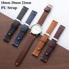 18mm 20mm 22mm Armband für Seiko Vintage Pu Rindsleder Uhrenarmband Silberne Schließe Nähte Kalbsleder Armband für Omega für Männer Frauen