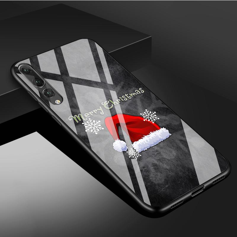 Merry Christmas Tempered Glass Phone Case For Huawei P20 P30 P40 P40 Lite Pro Psmart Mate 20 30 Cover Shell