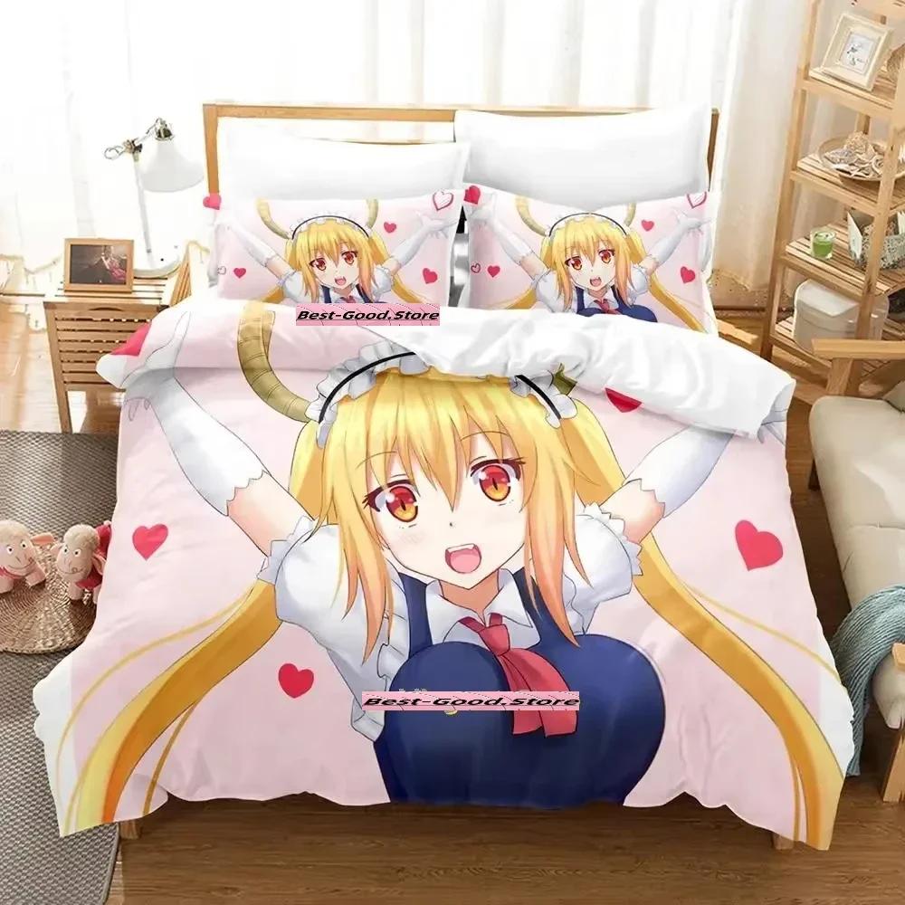 New Miss Kobayashi's Dragon Maid Bedding Set Anime three-piece set Adult Kid Bedroom Duvetcover Sets Fashion conjunto de cama