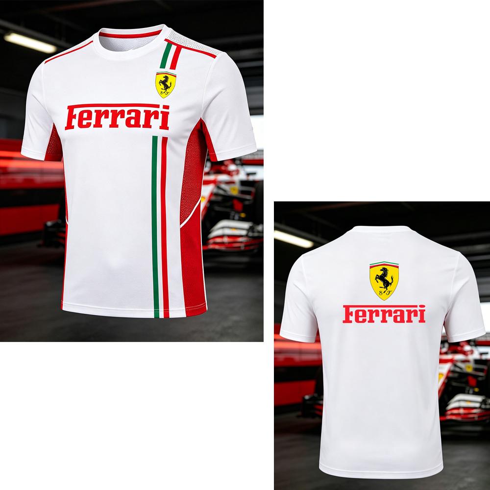 2026 Ferrari Summer Round Neck 3D Print T-shirt Formula 1 Motor Racing Short Sleeve Top