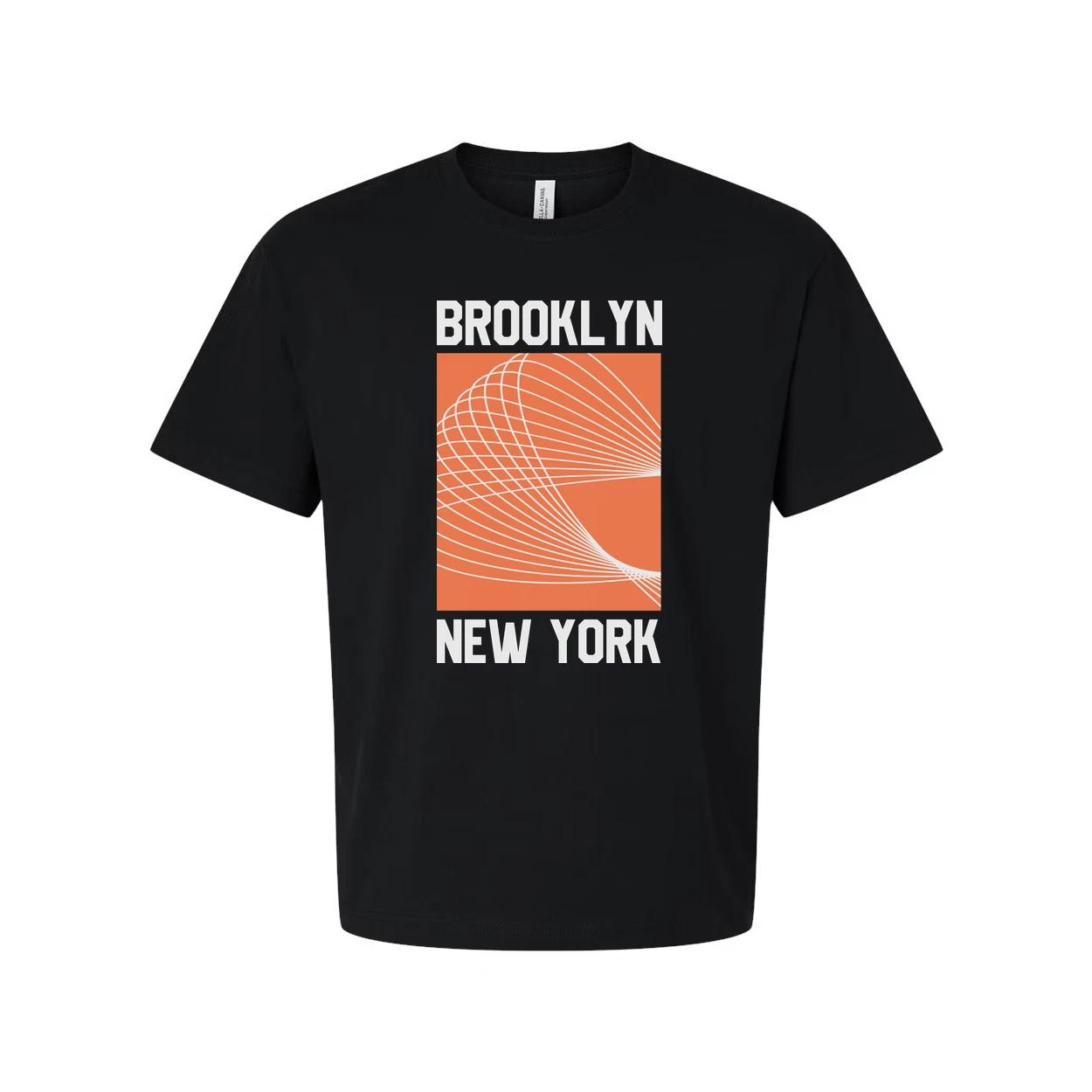 

Brooklyn New York Unisex Graphic T Shirt With Orange Square Geometric Spiral Des M