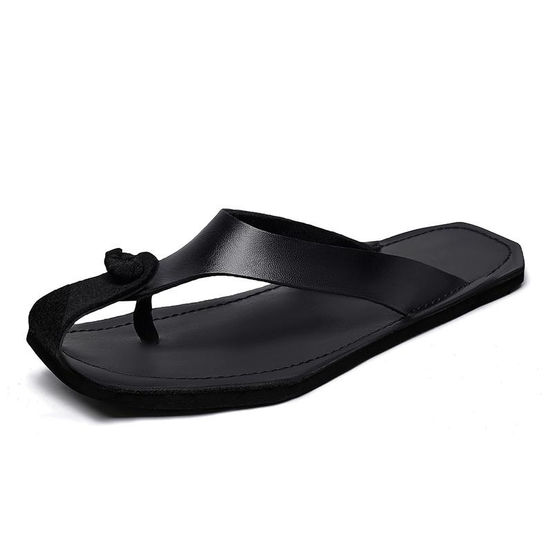 Fashion Hot Sell Stylish Men Slippers Fashion Leather Flip Flops Simple Summer Man Half Drag Leisure Walk Slides Man Wading Aqua Shoes