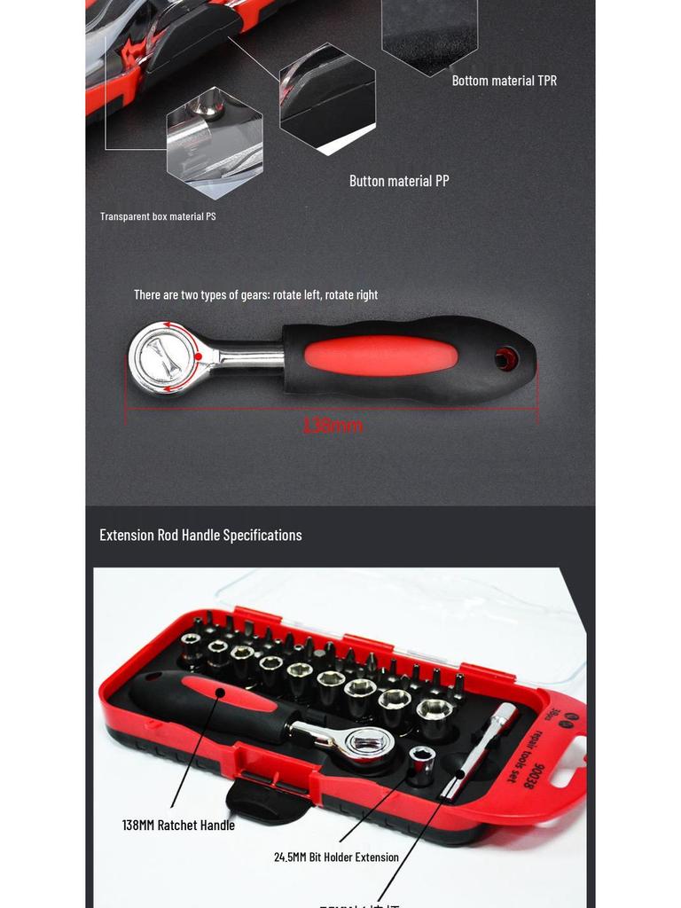 Multifunctional Ratchet Wrench & Socket Repair Tool Set