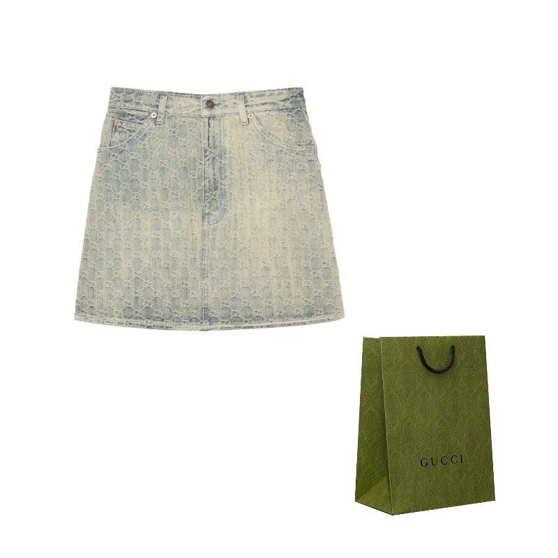 GUCCI SS22 Denim Short Skirts Women's Blue Black 678789-XDBOK-4692