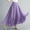 Long A-line Skirt In Cotton and Linen with Elastic Waist In Pure Color for Summer and Autumn