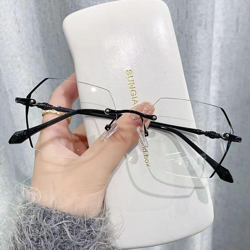 Myopia Glasses Women Anti-Blue Light Eye Glasses Men Anti-Radiation Rimless Nearsighted Eyewear Prescription Minus Eyeglasses