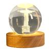 3D Hands Prayer Faux Crystal Ball with Wooden Base Clear Engraved Prayer Hand Ball Night Light Religious Christian Gifts for Women Men