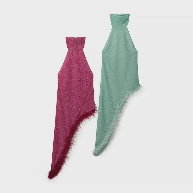 Elegant European & American Style Halter Neck Backless Slim Fit Dress