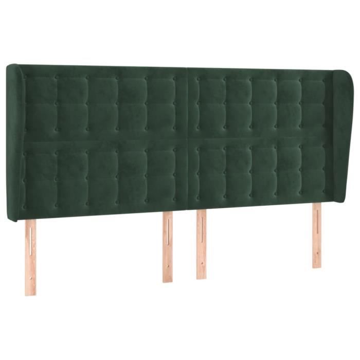 VidaXL Tête de lit avec oreilles Vert foncé 203x23x118-128 cm Velours3118459