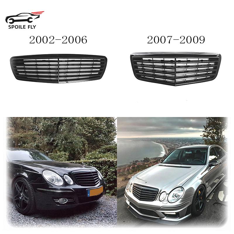 

Для Mercedes Benz E Class W211 E280 E320 E350 E400 E500 2002-2009 Высококачественные гоночные решетки из АБС-пластика для переднего бампера автомобиля, глянцевые черные