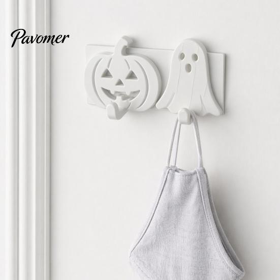 No Residue Adhesive Hook Pumpkin Ghost Key Hook, 3D Printed Halloween Wall Decor, Self Holder, Drill Hanging Orange