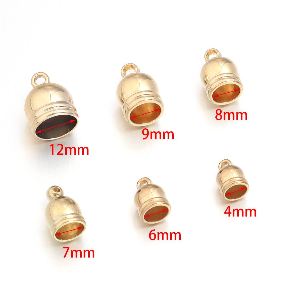 30-100pcs/lot CCB Tassel Caps Beads KC Gold Leather Rope End Tip Cap Beads For DIY Handmade Bracelet Necklace Making Accessories