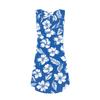 Damen Sommer Casual U-Ausschnitt Blumendruck Kleid Ärmelloses Kleid mit Taschen