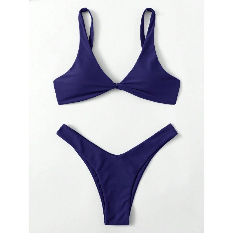 Solid Tie Sexy Bikini 2026 Padded Bra High Leg Bandage Push Up Bikini Set Brazilian Swimsuit Women Swimwear