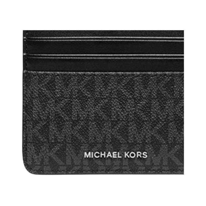 Michael Kors Hudson Iconic Logo Print Presbyopia Details Artificial Leather Card Holder Men's Black