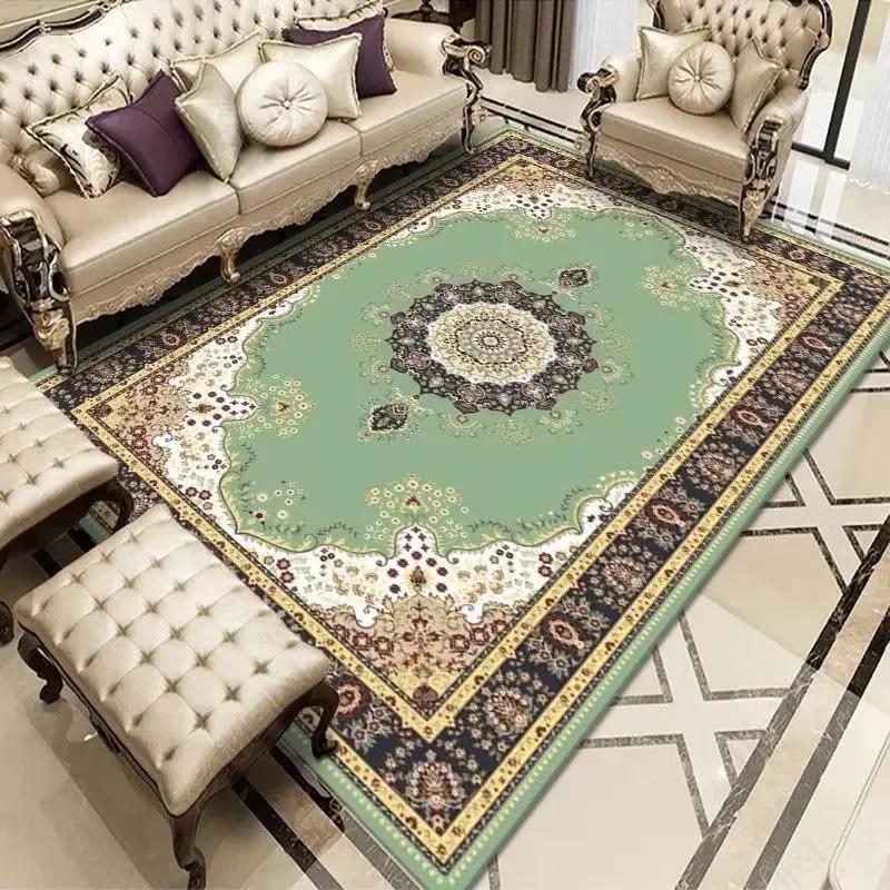 Luxury Persian Retro Carpets for Living Room Green Decoration Large Area Rugs for Bedroom Big Size Soft Customizable Floor Mats