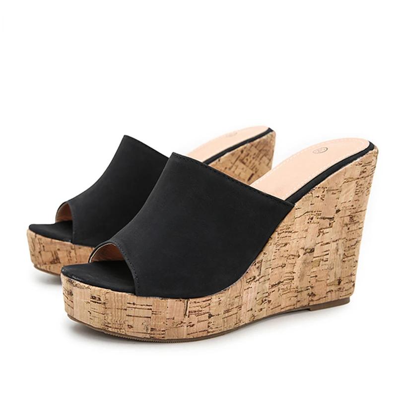 Comemore 2025 New Summer Woman Casual Platform Wedges Heels Slippers Open Toe Roman Women's Sandals Shoes Slides Mules