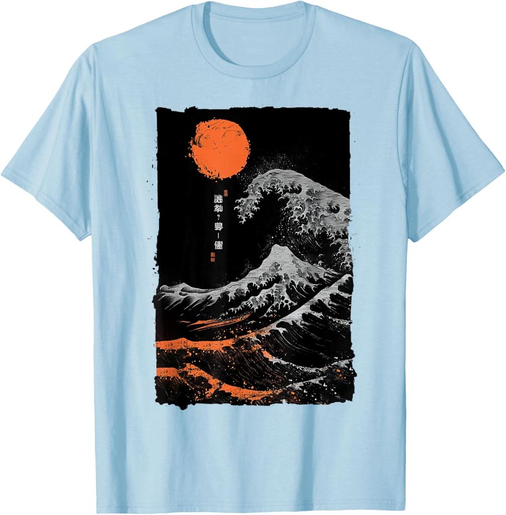 Graficzny T-shirt w Stylu Wielkiej Fali w Kanagawie Vintage Japoński Druk Artystyczny Casualowy T-shirt dla Mężczyzn