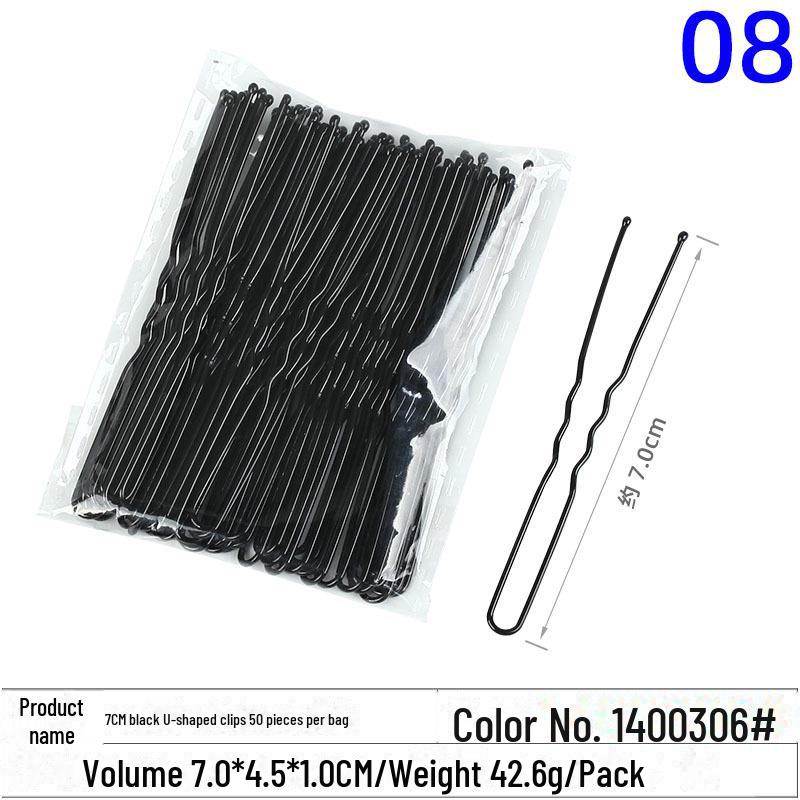 Multicolor Black Wave Hair Clips: One-Line, U-Shaped, Gold & Silver, Steel, Ball Head, Hairpin Set