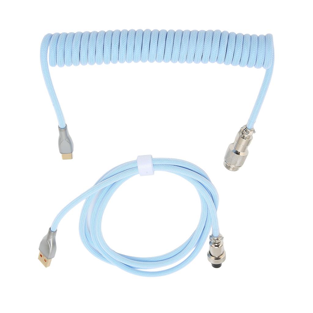 Mechanical Keyboard Cable Double Sleeve Custom Coiled with Detachable Metal Aviation USB C to USB A Keyboard Aviation