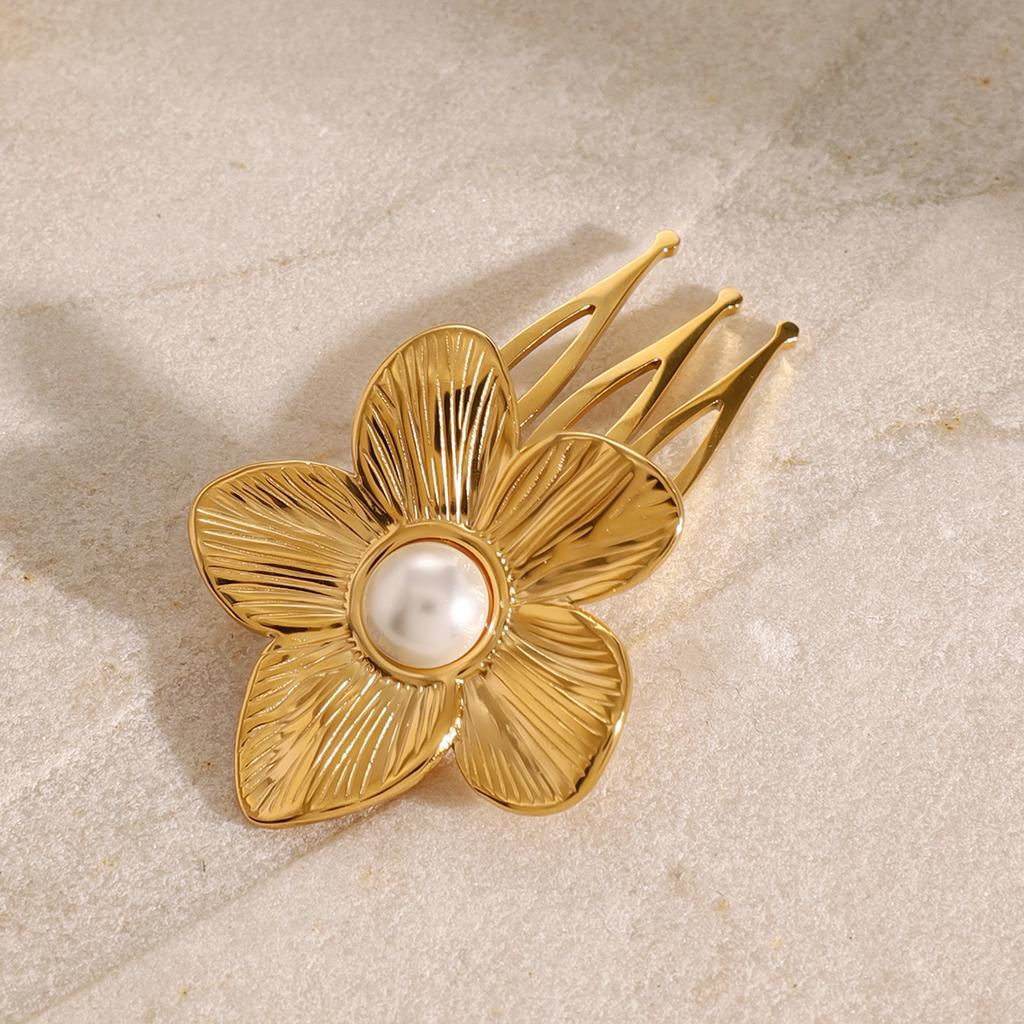 Youthway Unique Designed Flower Shell Starfish Hair Clips Hairpins Chic Imitation Pearl Women Luxury Temperament Hair Jewelry
