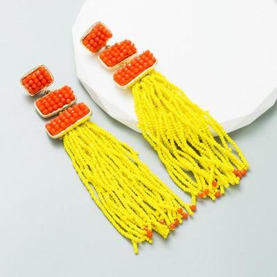 Orecchini Pendenti Bohemien di Tendenza Esagerata da Donna Orecchini Pendenti con Perline di Riso Orecchini Lunghi con Temperamento